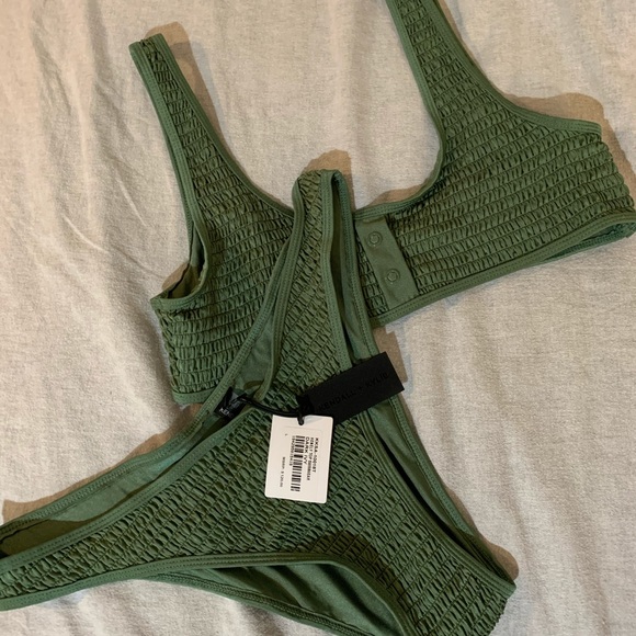 Olive green high waist high thigh bikini - Picture 1 of 3